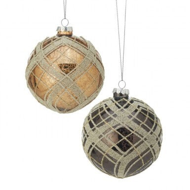 Shiny Glass Plaid Ball Ornament (Various Styles)