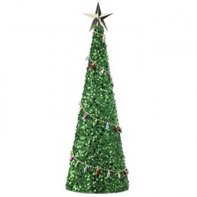 Green Sequin Tree with Star