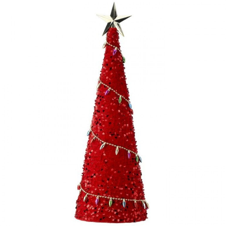 Red Sequin Tree with Star