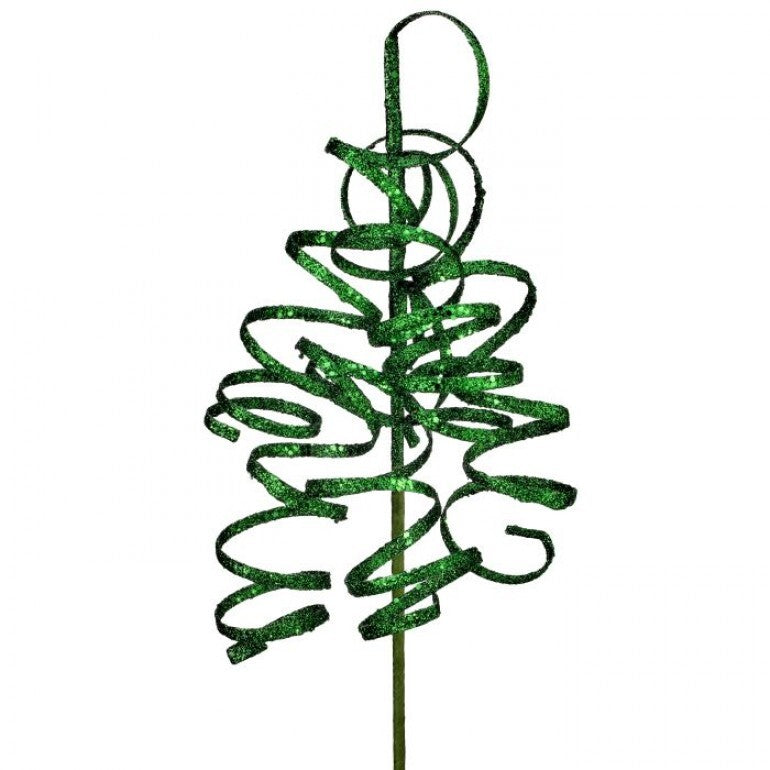 26" Glitter Curly Spray, Green