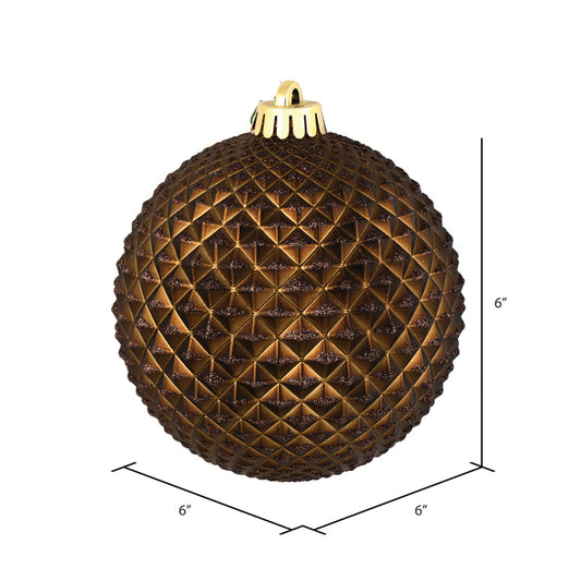 6" Chocolate Durian Glitter Ball Ornament