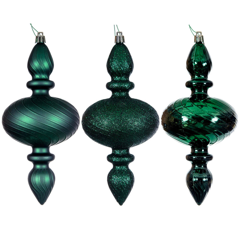 8.2" Midnight Green Swirl Finial Ornament (Various Styles)