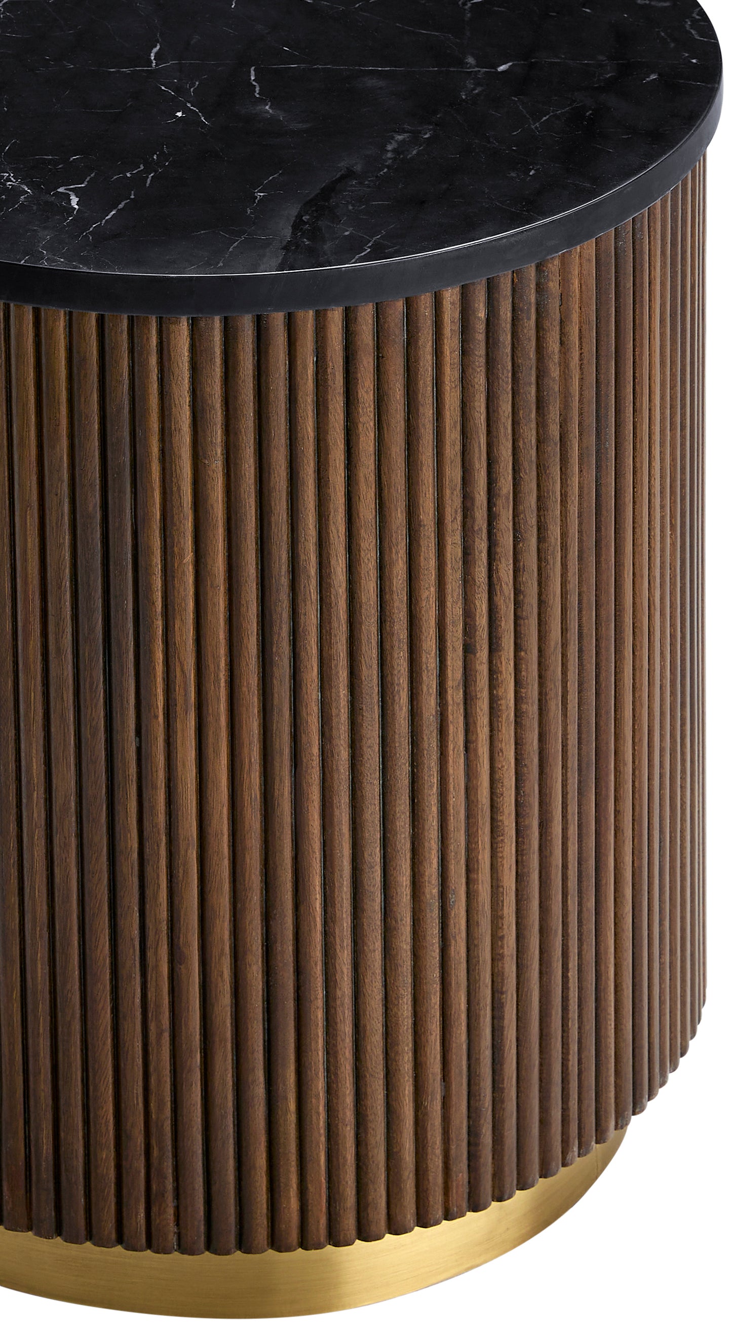 Amelia Marble & Wood End Table (Black)