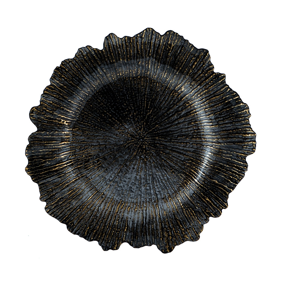 Reef Charger Plate, Black/Gold