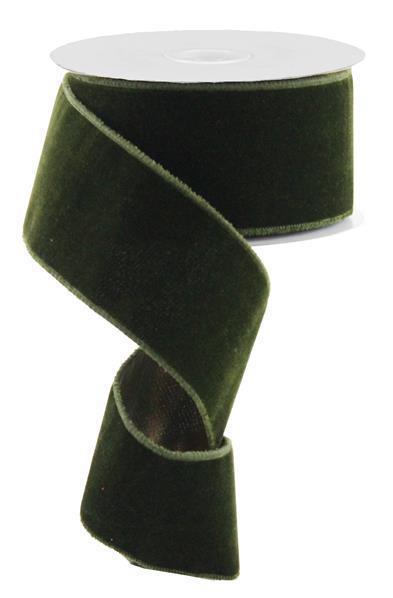 2.5" Moss Green & Gold Velvet Metallic Back Ribbon