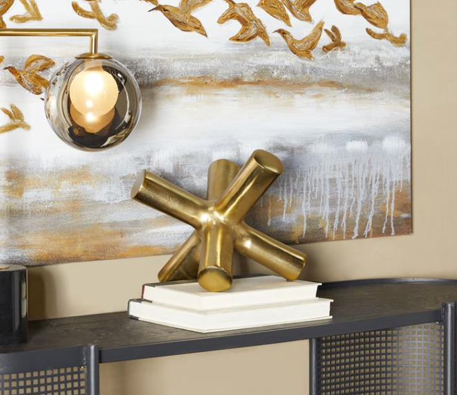 Aluminum Abstract Jack Sculpture, Gold