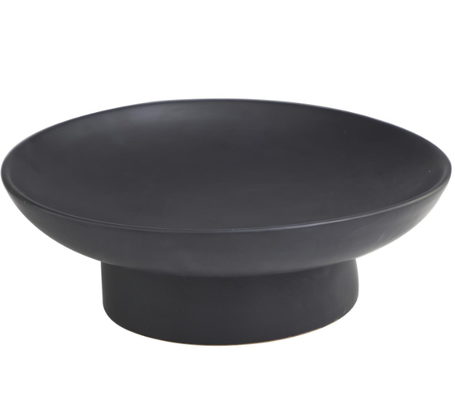 Black Ceramic Bowl with Elevated Base