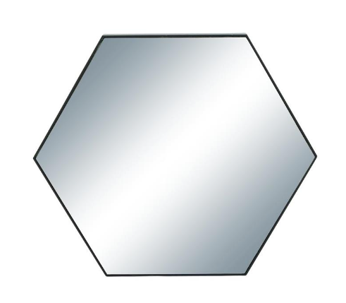 Black Wooden Hexagon Mirror