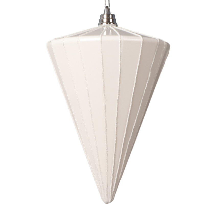 6" Shiny White Cone Ornament