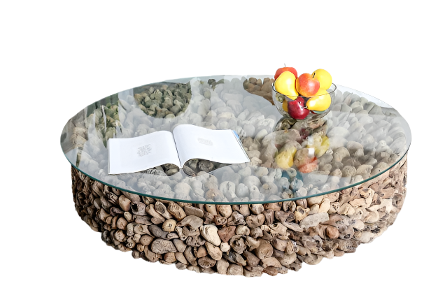 Natural Driftwood Pedestal Coffee Table