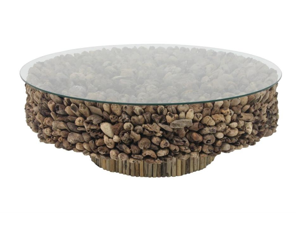 Natural Driftwood Pedestal Coffee Table