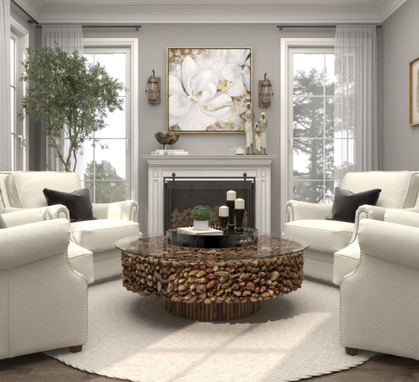 Natural Driftwood Pedestal Coffee Table