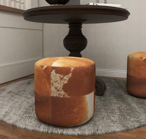 Leather Hide Ottoman