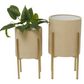 Beige Metal Planter on Gold Stand (Various Sizes)