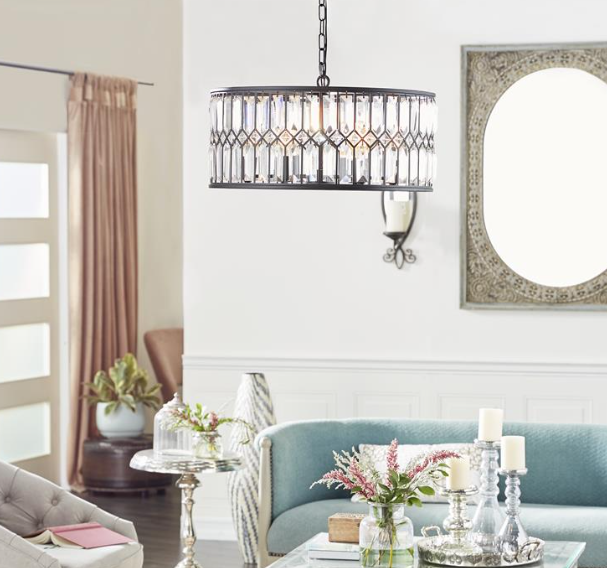 Black Metal & Crystal Chandelier