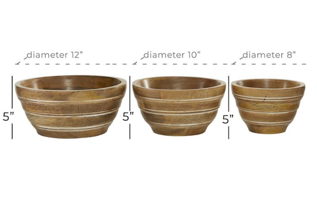 Brown Wood Serving Bowl (Various Sizes)
