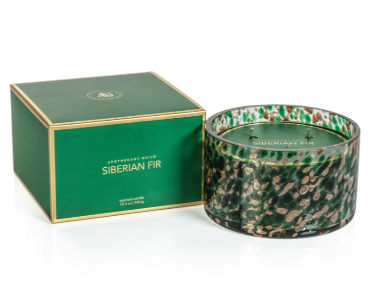 Spangled Glass Candle (Green/Gold)
