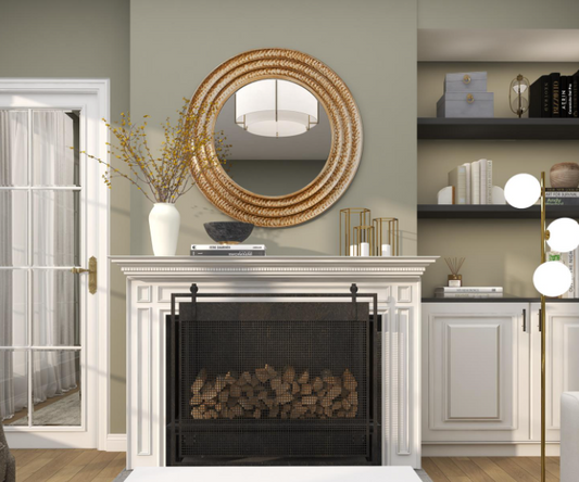 Round Metal Wall Mirror, Gold