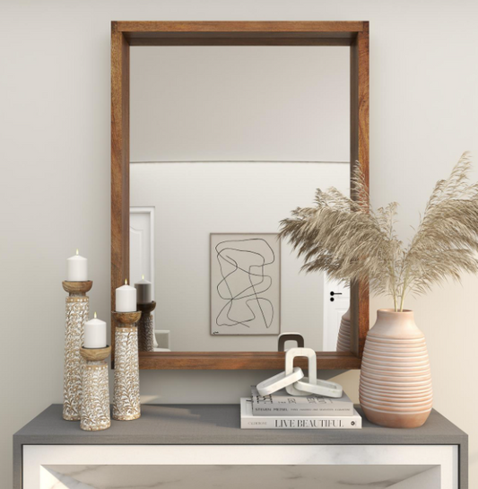 Medium Brown Mango Wood Wall Mirror