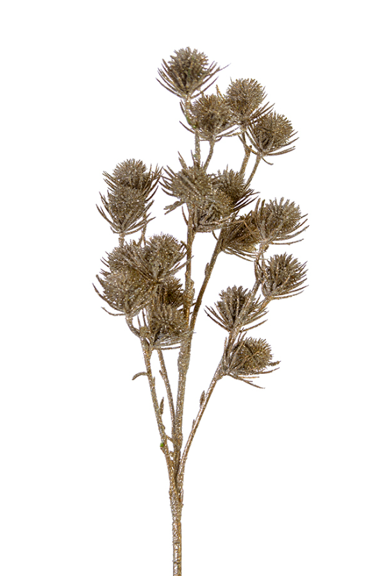 17" Glitter Thistle Spray (Champagne)