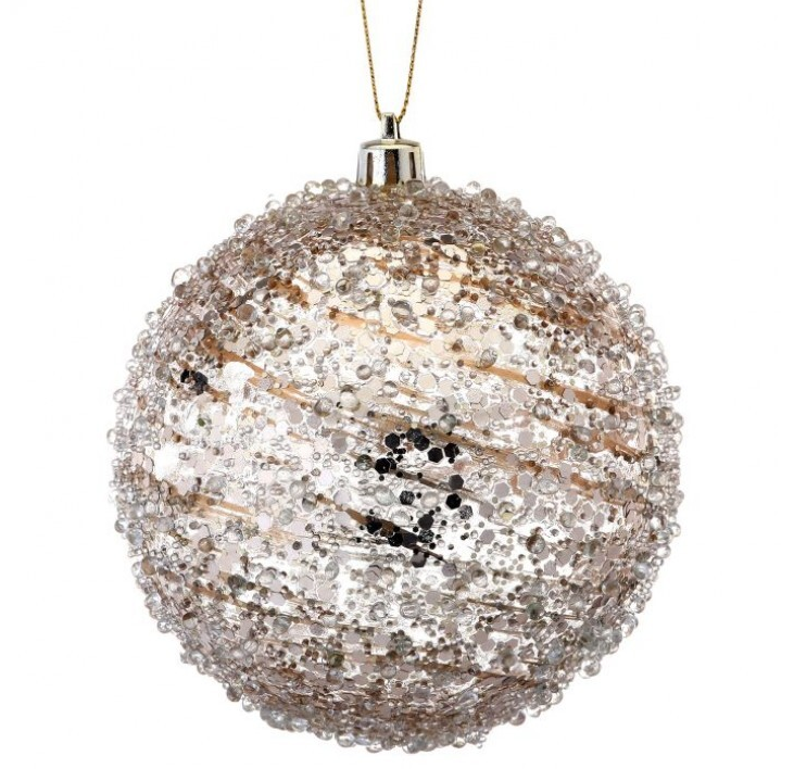 Clear Swirl Iced Ball Ornament