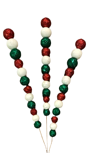 32" Glitter Ball Spray, Red/White/Emerald