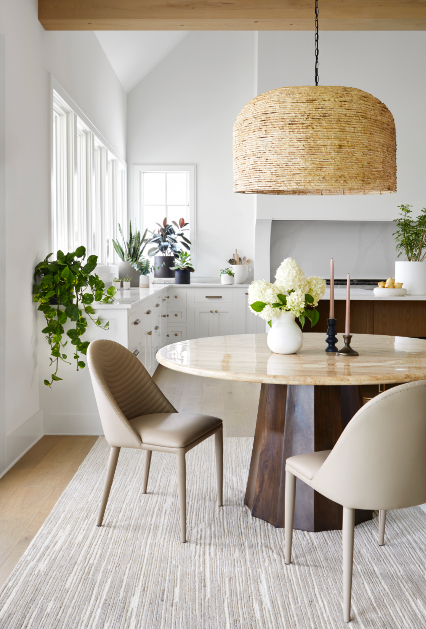 Amalfi 60" Round Dining Table, Light Marble