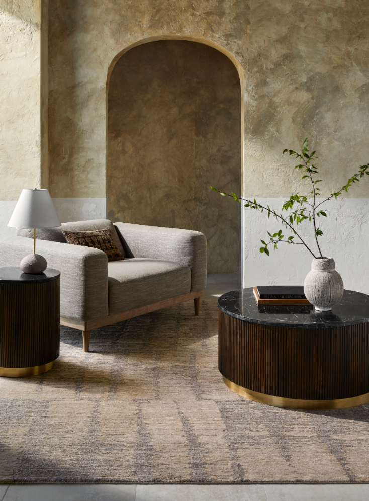Amelia Marble & Wood Coffee Table (Black)