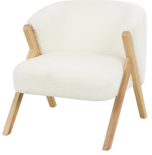 White Polyester Rounded Accent Chair