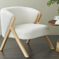 White Polyester Rounded Accent Chair