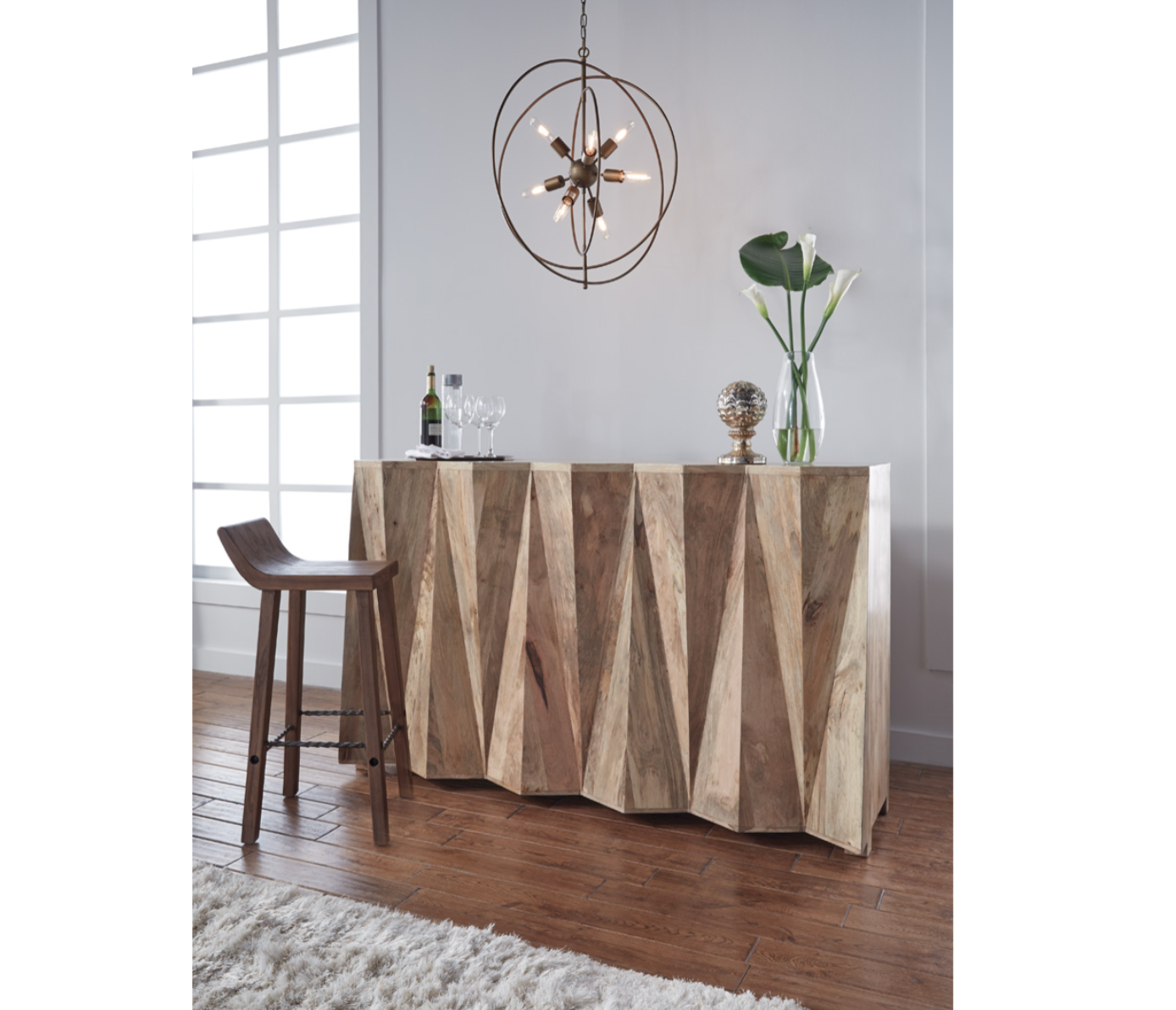 Prism Bar Cabinet, Light Brown