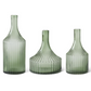 Transparent Green Glass Vertical Ribbed Vases (Various Sizes)
