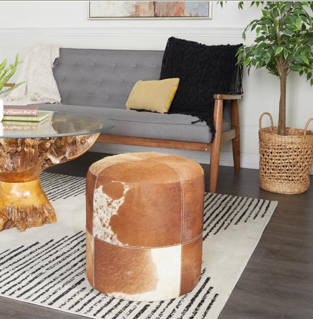 Leather Hide Ottoman