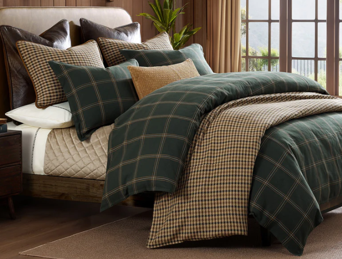 Windowpane Plaid Bedding Set, Super Queen