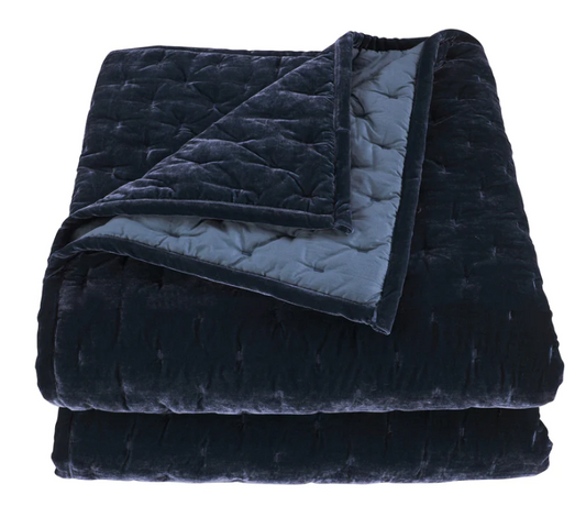 Stella Silk Velvet Quilt Set Midnight Blue, King
