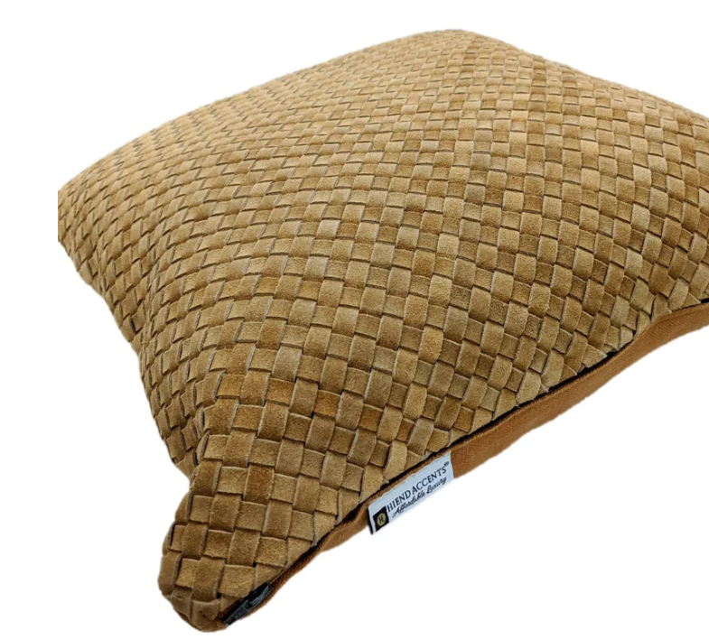 Woven Suede Lumbar Pillow, Butterscotch