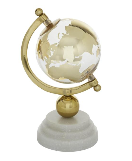 Gold Globe w/ Marble Base