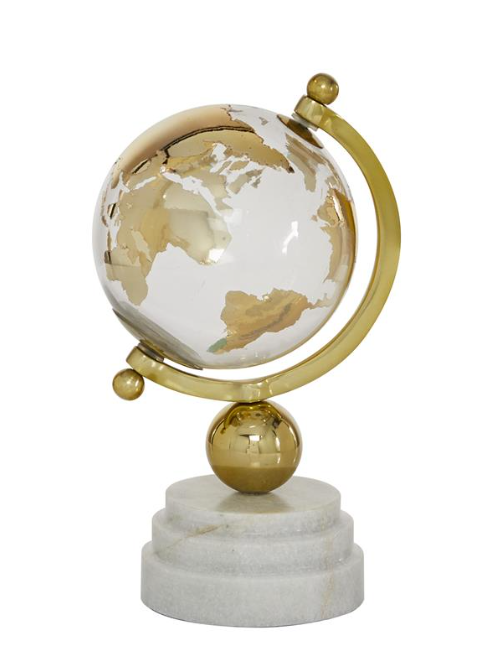 Gold Globe w/ Marble Base