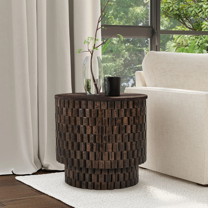 Nora Mango Wood 25" Round End Table