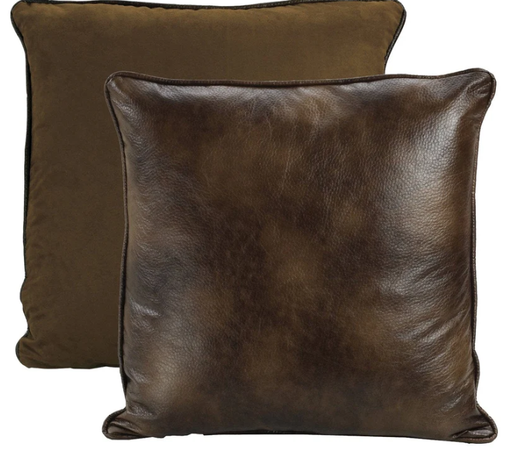Brown Faux Leather Reversible Euro Sham Pillow