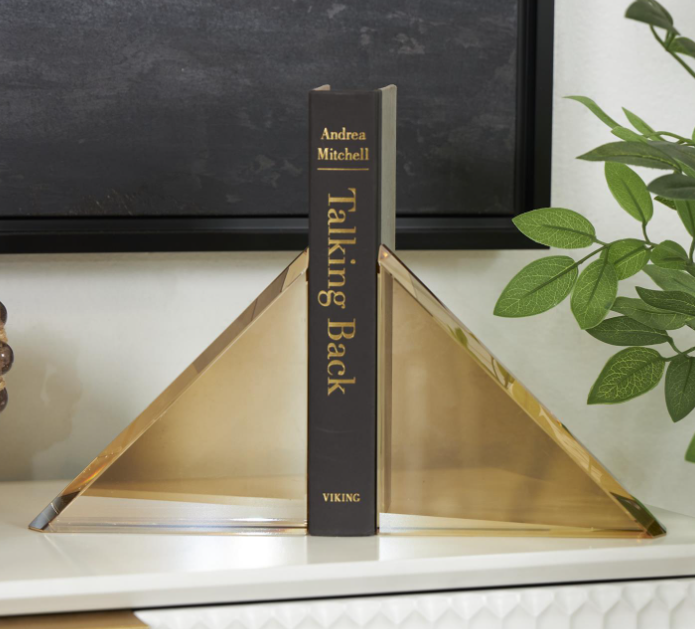 Gold Crystal Pyramid Bookends, Set of 2