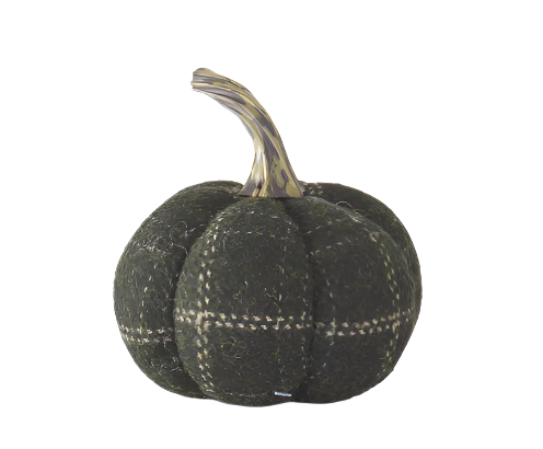 4.5" Green & Tan Plaid Fabric Pumpkin
