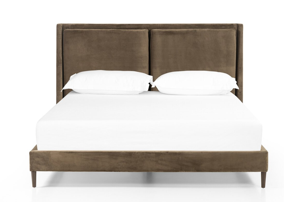 Potter King Bed, Olive Velvet