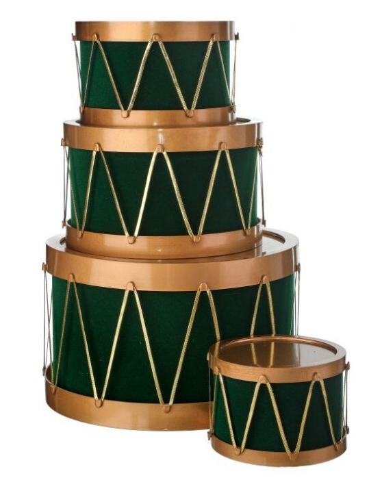 Flocked Drum w/ Rope Container, Set of 4