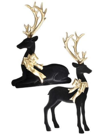 Resin Flocked Elegant Deer, Set of 2