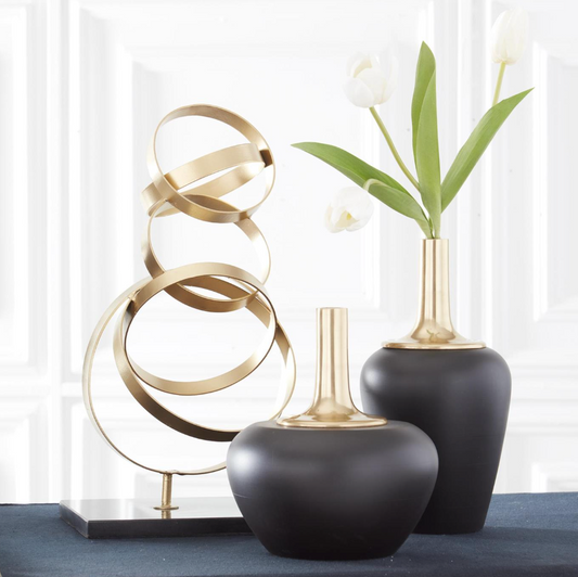 Black & Gold Long Neck Vases (Various Styles)