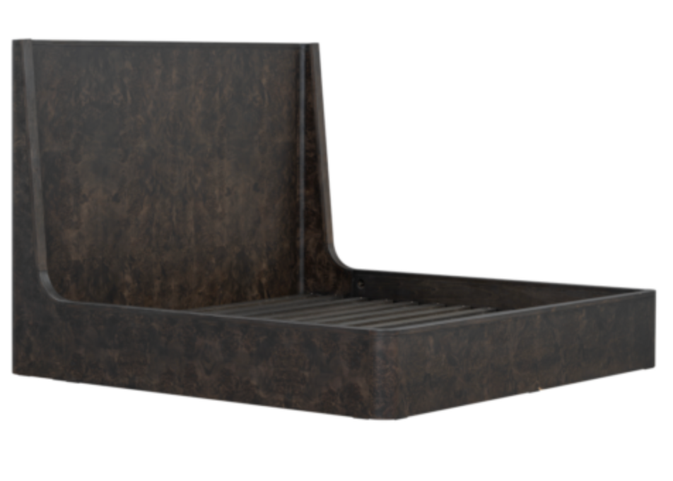 Marielle King Bed, Burl Wood