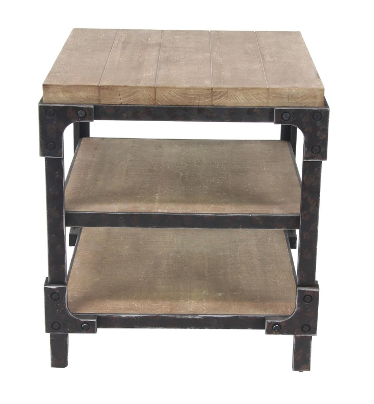Industrial Wood Side Table