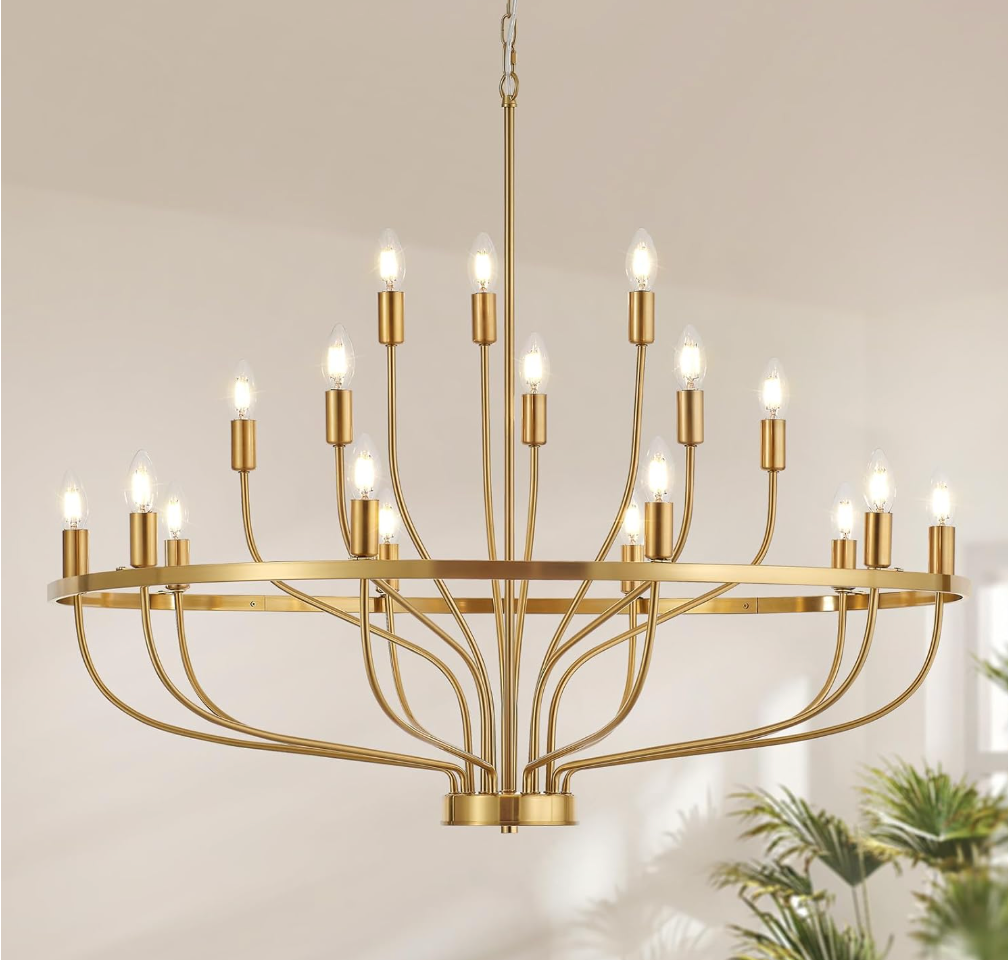 Modern Gold 18-Light Chandelier