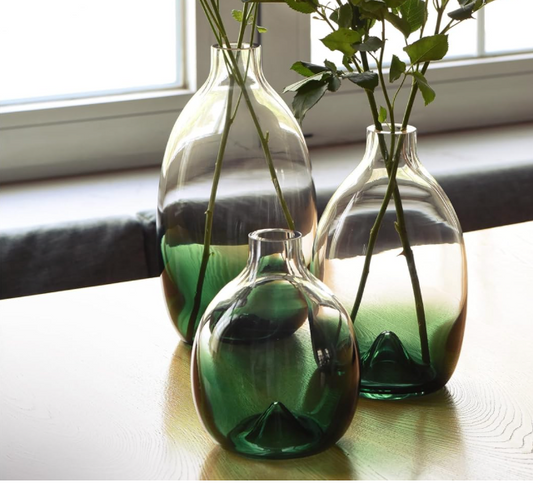 Ombre Green Glass Vase, Various Sizes